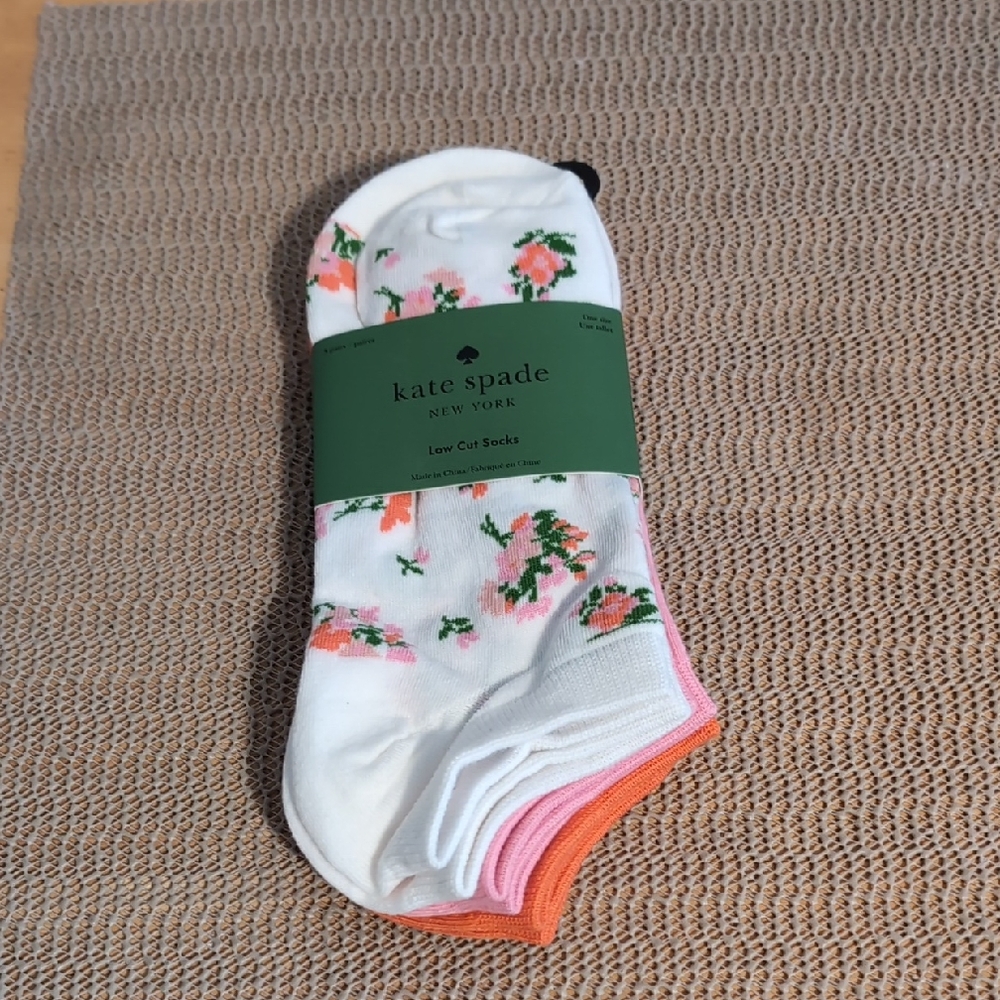 Kate Spade Multi Color Floral Socks Low Cut 3 Pairs New